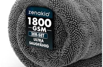 ZENAKIO – Auto Trockentuch Set 2 Stück – 1800 GSM – Mikrofasertuch Grau