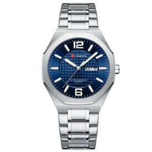 CURREN Herren Edelstahl Quarz Uhr,wasserdicht,mit Kalender,Business Casual Armbanduhr,modisches Design mit Uhrenbox.