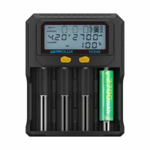 Astrolux® VC04S Smart Batterieladegerät mit Schnellladung und LCD-Display für intelligente Taschenlampen, 4 Steckplätze