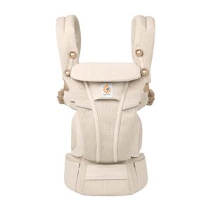 Ergobaby Omni Breeze Babytrage für Neugeborene ab Geburt bis 20kg, 4 Positionen SoftFlex Mesh Ergonomische Babybauchtrage Rückentrage Baby-Tragetasche, Natural Beige