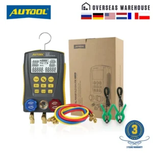 AUTOOL LM120+ Air Conditioning Manifold Digital Vacuum Gauge for Refrigeration HVAC Vacuum Pressure Temperature Tester PK Testo