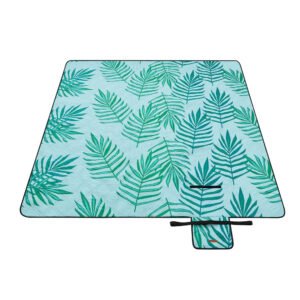 Faltbare Picknickdecke mit Wasserdichter Unterseite, Blau Mit Tropischem Farn