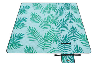 Faltbare Picknickdecke mit Wasserdichter Unterseite, Blau Mit Tropischem Farn