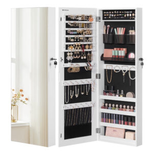 Wandschrank mit rahmenlosem Ganzkörperspiegel, Weiß