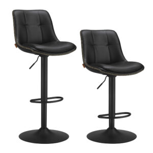 Barhocker 2er Set mit Rückenlehne, Tintenschwarz