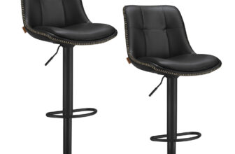 Barhocker 2er Set mit Rückenlehne, Tintenschwarz