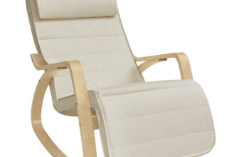 Schaukelstuhl mit stabilem Birkenholzgestell, Beige