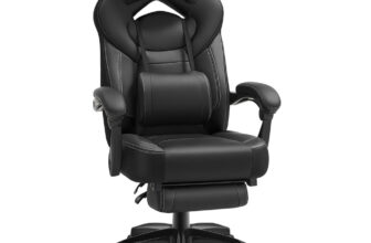 Ergonomischer Bürostuhl mit Fußstütze, Schwarz / Polyurethan