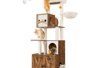 Kratzbaum, Katzenbaum mit Katzenklo-Schrank, Vintagebraun
