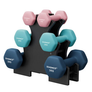 Kurzhantel Set mit Hantelständer, Rosa + Aquamarin + Blau