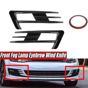 Car Glossy Black Front Fog Lamp Eyebrow Wind Knife Cover Trim for Golf MK7 2014 2015 2016 2017
