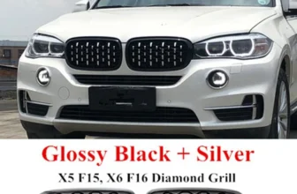 Diamond Style ABS Front Racing Grille For-BMW X5 X6 F15 F16 F85 F86 Silver+Black