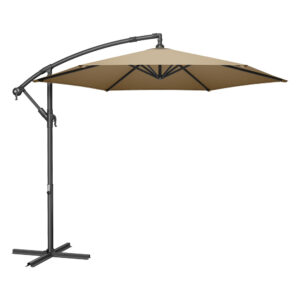 Sonnenschirm mit Kurbel zum Öffnen und Schließen, Taupe / 300 cm