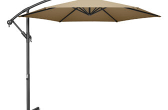 Sonnenschirm mit Kurbel zum Öffnen und Schließen, Taupe / 300 cm
