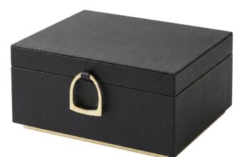 Schmuckkästchen 2 Ebenen mit Griff und flexiblem Schmucktablett schwarz, Schwarz