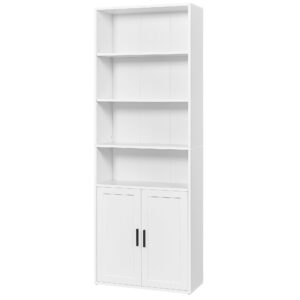 Custos Collection – Hohes Bücherregal mit Tür aus Holz, Wolkenweiß / 60B cm