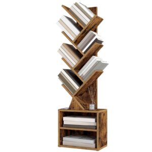 Custos Kollektion – Bücherregal in Baumform für platzsparende Aufbewahrung, vintagebraun