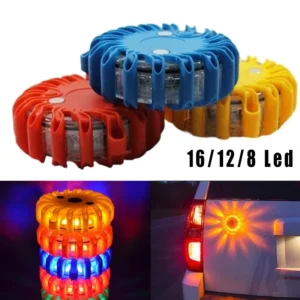 LED Emergency Car Flashlight Battery Powered Flashing Warning Night Lights Roadside Disc Beacon Red Yellow Road Magnetic Lamp