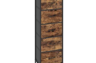 Kommode mit 5 Schubladen, Schmaler Stoffschrank für Flur, 39
