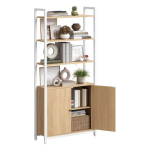 Bücherregal, goldeichenfarbe-mattweiß / 6 Ebenen