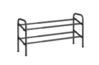 Schuhregal mit 2 Ebenen bronzeSchuhaufbewahrung, Tintenschwarz / 2 Ebenen (23 x 58 x 42 cm)