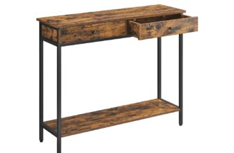 Konsolentisch mit 2 Schubladen und Stahlgestell vintagebraun-schwarz, vintagebraun-schwarz