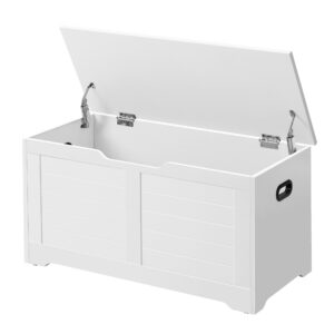 Schuhbank mit Stauraum und 2 Sicherheitsscharnieren, Mattweiß / 40 x 100 x 46 cm
