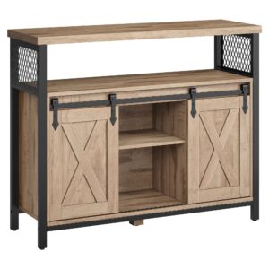 Sideboard mit 2 Schiebetüren, Naturfarben + Schwarz