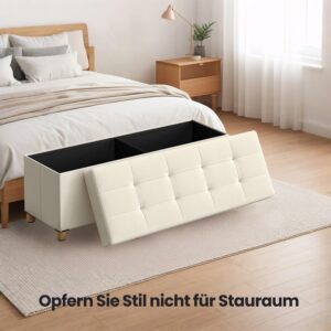 Fußhocker mit Stauraum und Deckel, Cremeweiß / 38 x 110 x 40 cm