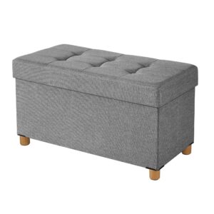 Fußhocker mit Stauraum und Deckel, Hellgrau / 38 x 76 x 40 cm