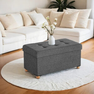 Fußhocker mit Stauraum und Deckel, Dunkelgrau / 38 x 76 x 40 cm
