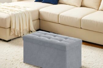 Sitzbank mit Stauraum aus Samt für Flur, Taubengrau / 38 x 76 x 38 cm
