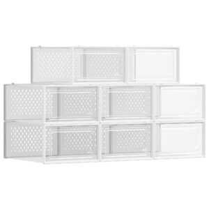 8er-Set Aufbewahrungsboxen für Schuhe, Transparent + Weiß / 44