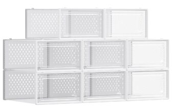 8er-Set Aufbewahrungsboxen für Schuhe, Transparent + Weiß / 44