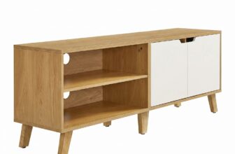 Fernsehtisch mit 2 Türen, Natureichenfarben-cremeweiß