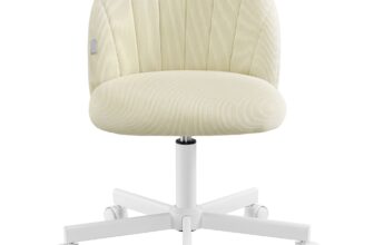 Höhenverstellbarer Schminkstuhl aus Kunstleder, Beige