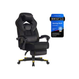 Ergonomischer Bürostuhl mit Fußstütze, Schwarz / Samtstoff