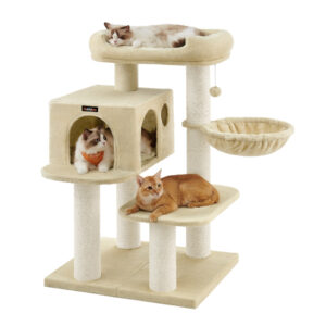 Kratzbaum für große Katzen mit Ausichtsplattform, Beige