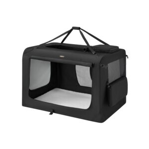 Hundebox mit Griffen aus Metallrahmen schwarz