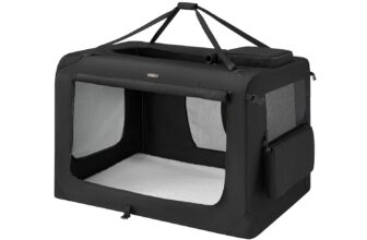 Hundebox mit Griffen aus Metallrahmen schwarz