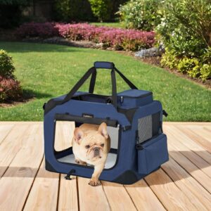 Faltbare Tiertransportbox für Auto, Dunkelblau
