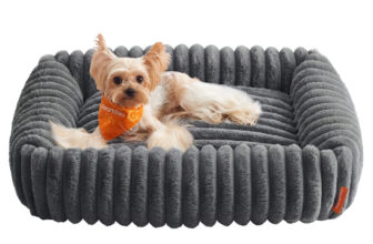 Orthopädisches Hundebett mit waschbarem Kuschelkissen, 71 x 55 x 18 cm / Grüngrau