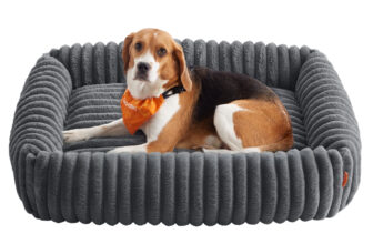 Orthopädisches Hundebett mit waschbarem Kuschelkissen, 91 x 68 x 18 cm / Grüngrau