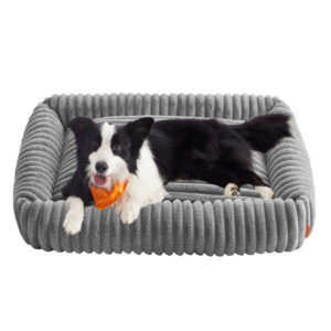 Orthopädisches Hundebett mit waschbarem Kuschelkissen, 106 x 75 x 20 cm / Taubengrau
