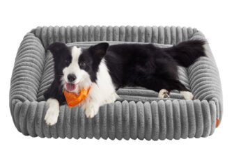 Orthopädisches Hundebett mit waschbarem Kuschelkissen, 106 x 75 x 20 cm / Taubengrau