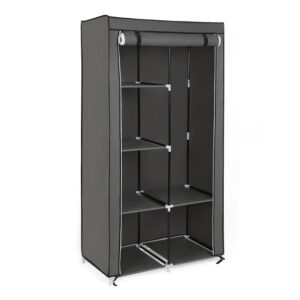 XL Kleiderschrank mit 2 Kleiderstangen, Grau