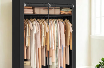 Kleiderschrank mit 2 Kleiderstangen faltbar, Schwarz