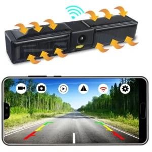 Kabellose Solarenergie 720P Rück- und Frontkennzeichen-Wifi-Kamera mit eingebautem Akku für iPhone Android-Telefon Lastw