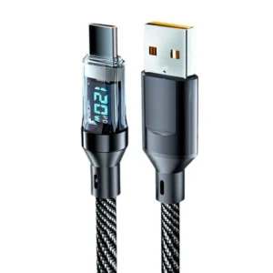 120W USB-A auf Typ-C Kabel mit digitalem Display für schnelles Laden und Datenübertragung, Kupferkernleitung, 1M/2M Läng
