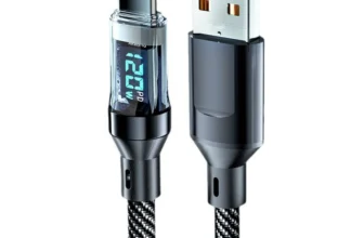 120W USB-A auf Typ-C Kabel mit digitalem Display für schnelles Laden und Datenübertragung, Kupferkernleitung, 1M/2M Läng